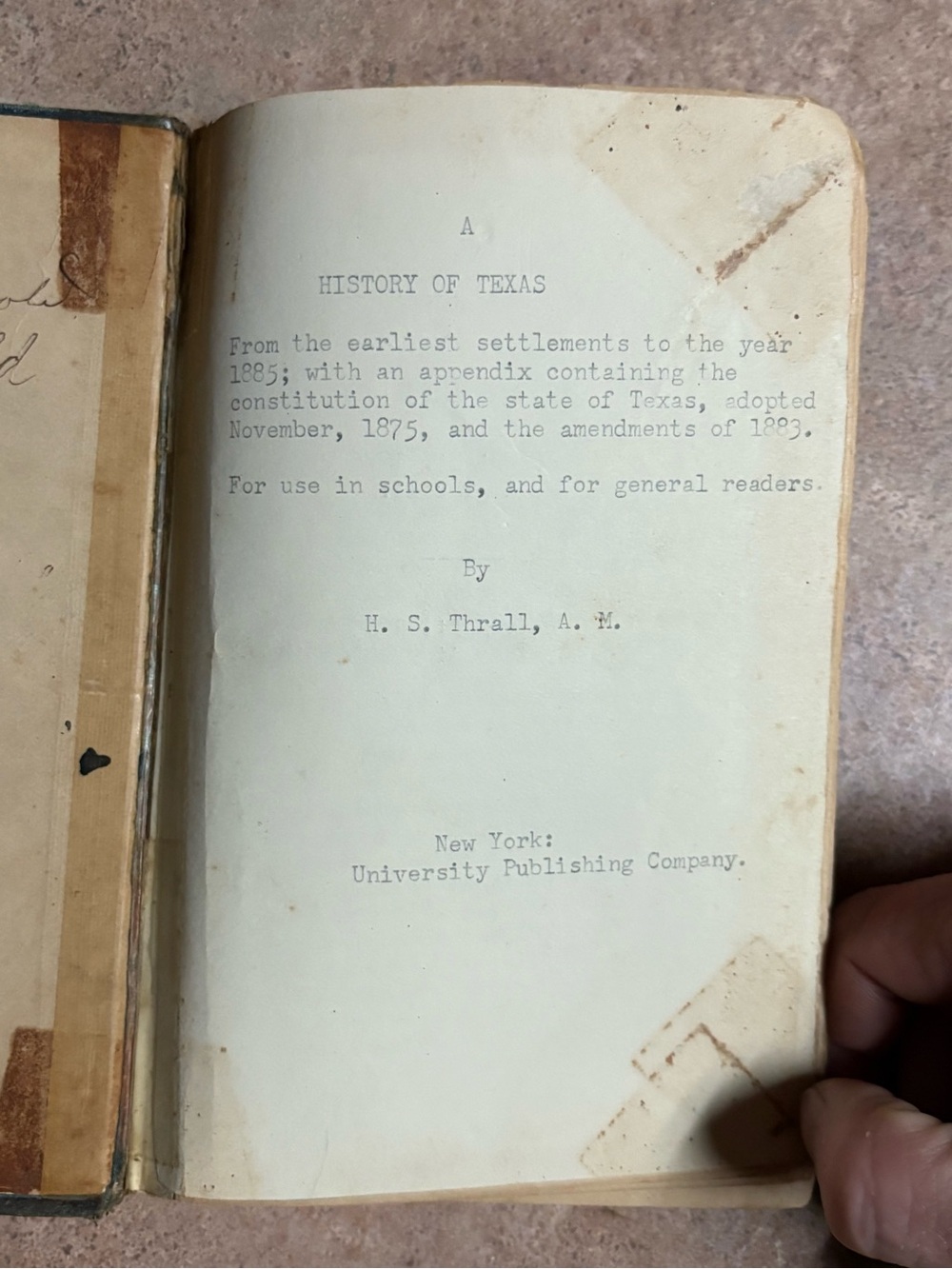 A History of Texas, authored by Homer S. Thrall - antique history book 1885